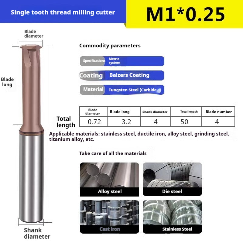 6032 60 degree thread milling cutter single thread, three threads, full thread CNC machining center tungsten steel alloy coated milling cutter can be customized Shandong Denso Pricision Tools Co.,Ltd.